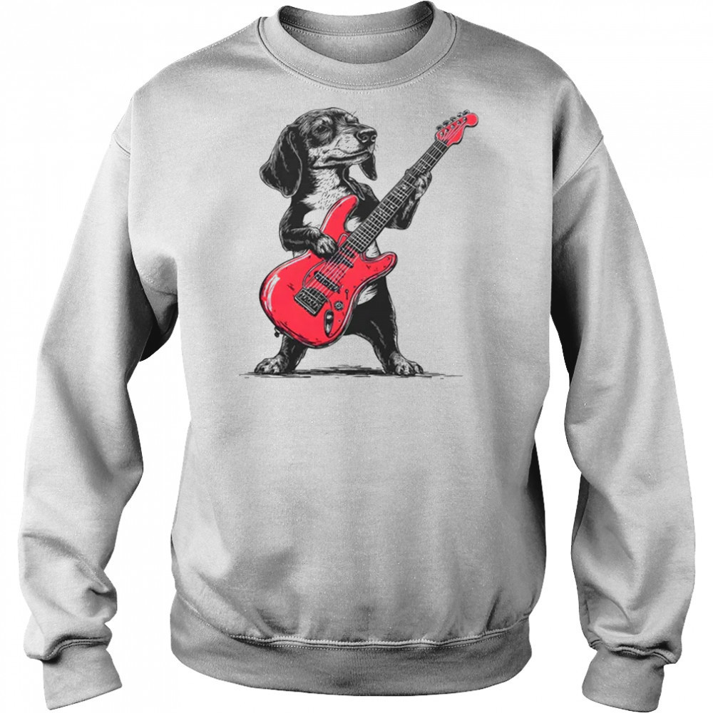 Vintage Dachshund Weenie Playing Guitar Rocking Dog Lover shirt Hoodie