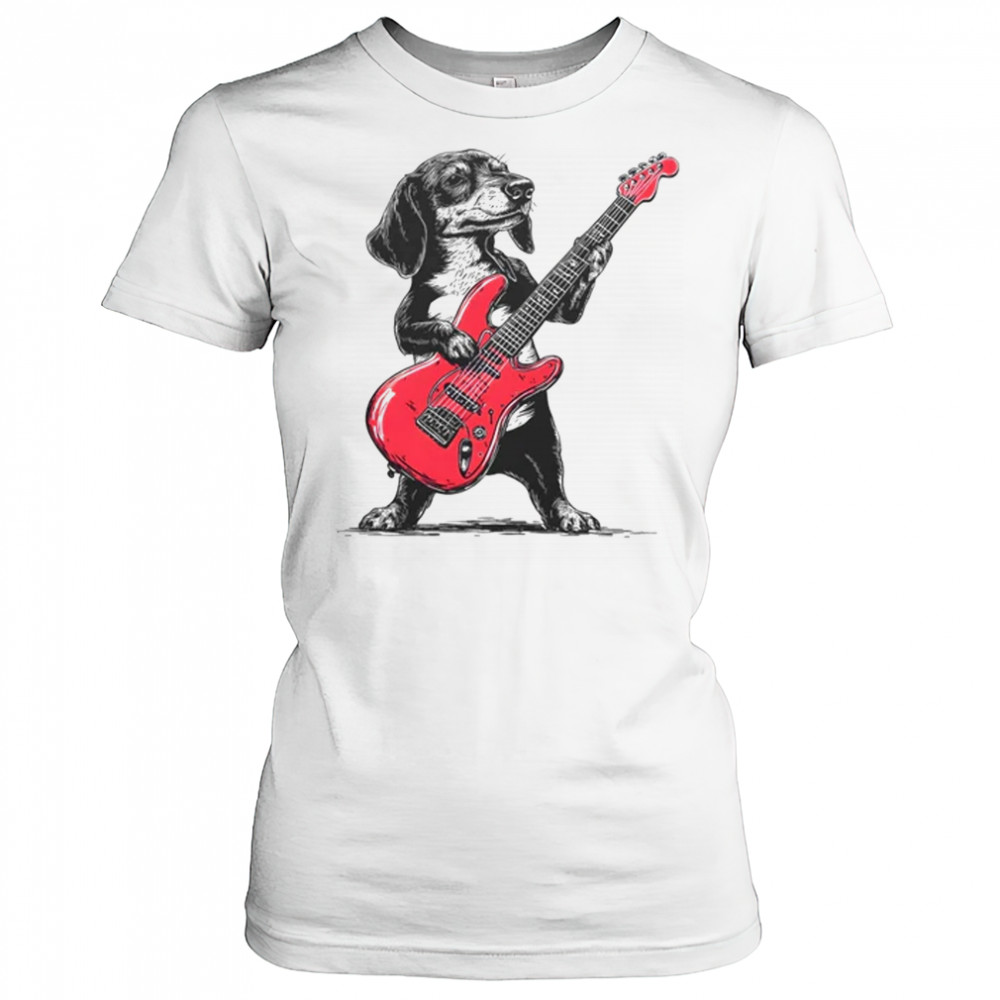 Vintage Dachshund Weenie Playing Guitar Rocking Dog Lover shirt Women's T-shirt
