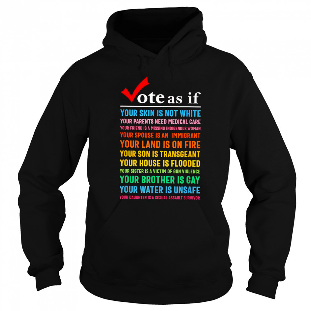 Vote as if your skin is not white your parents need medical care shirt Sweatshirt