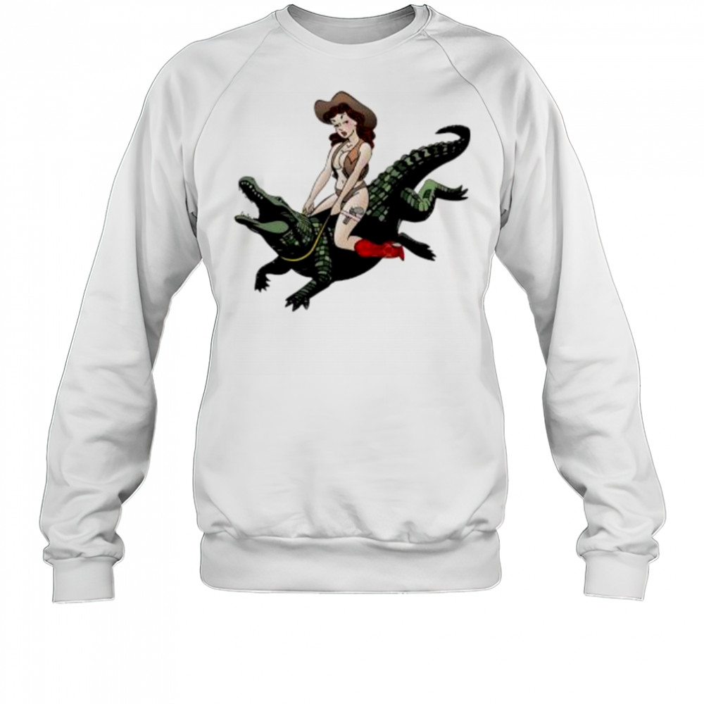 Cowgirl Riding an Alligator shirt Sweatshirt