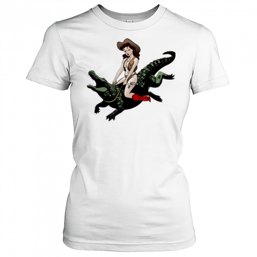 Cowgirl Riding an Alligator shirt Women's T-shirt