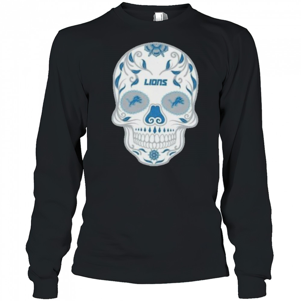 Detroit Lions Skull Printed Vintage Men’s Oversized Shirt Long Sleeved