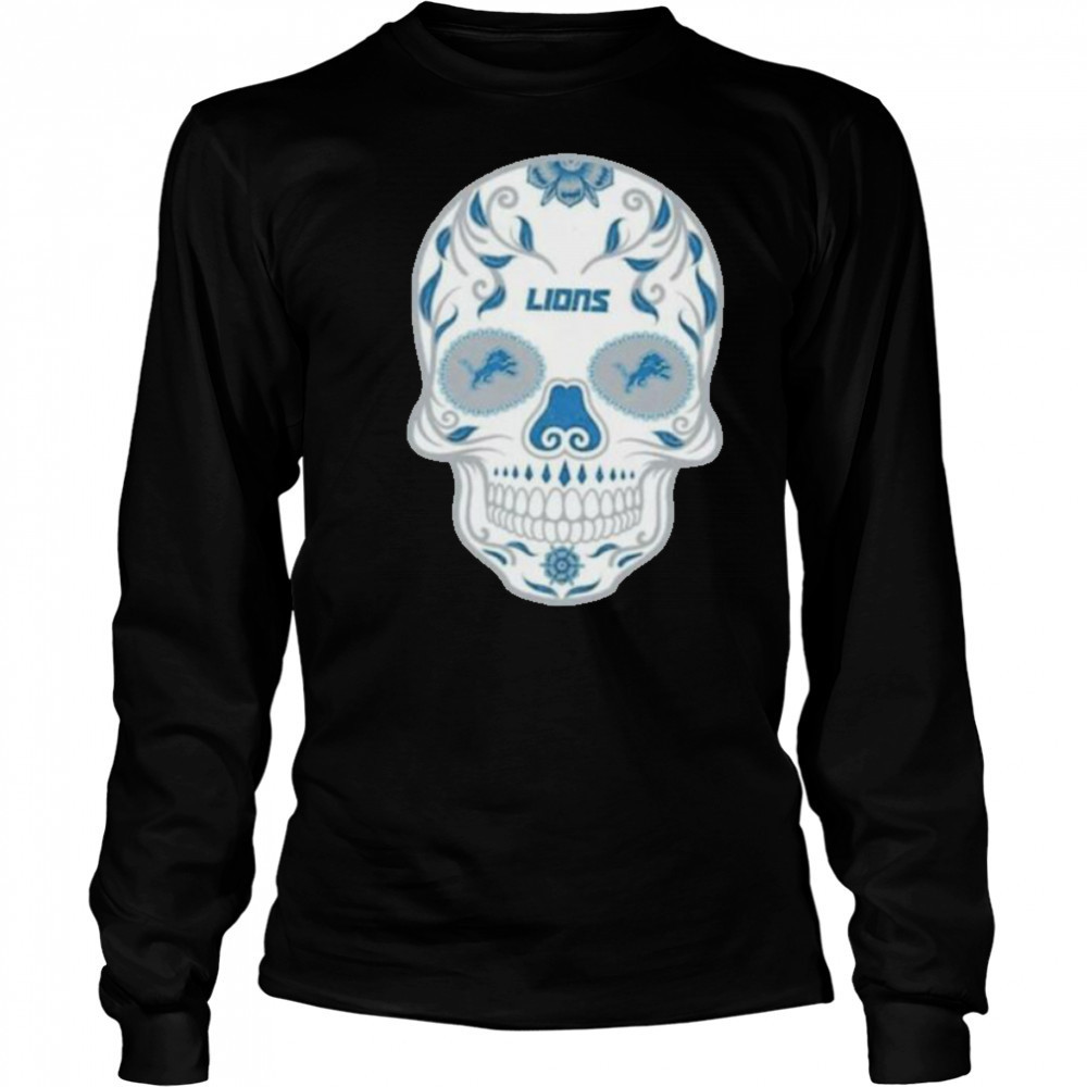Detroit Lions Skull Printed Vintage Men’s Oversized Shirt Long Sleeved