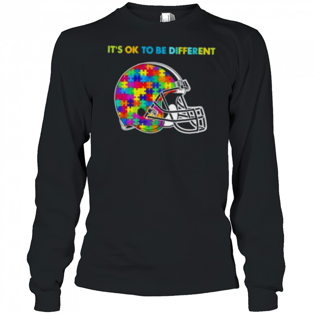 Football Helmet Autism awareness It’s ok to be different Shirt Long Sleeved