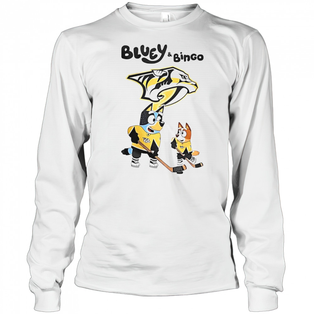 Nashville Predators Bluey And Bingo 2025 Hockey T-Shirt Long Sleeved