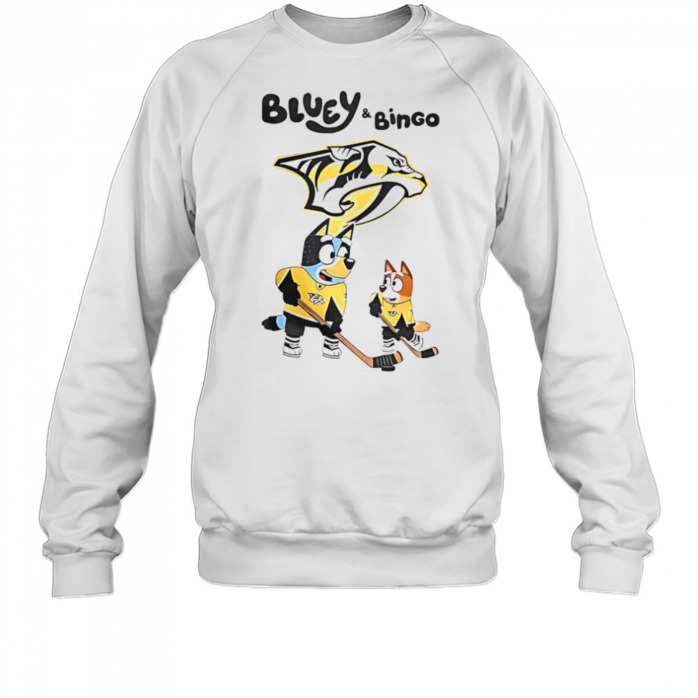 Nashville Predators Bluey And Bingo 2025 Hockey T-Shirt Sweatshirt