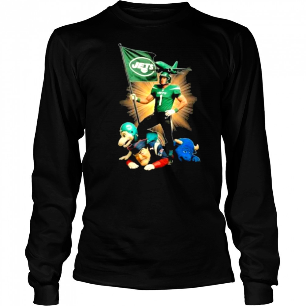 Official New York Jets Mascot Plant The Flag On NFL Teams Shirt Long Sleeved