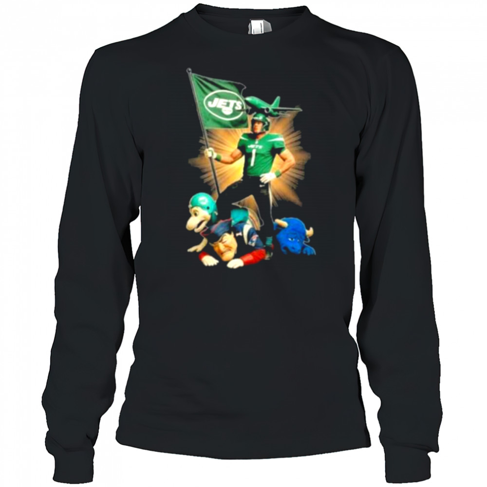 Official New York Jets Mascot Plant The Flag On NFL Teams Shirt Long Sleeved