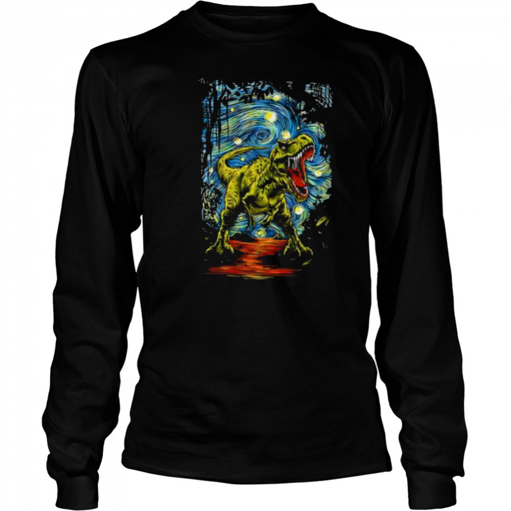 Starry Night T Rex shirt Long Sleeved