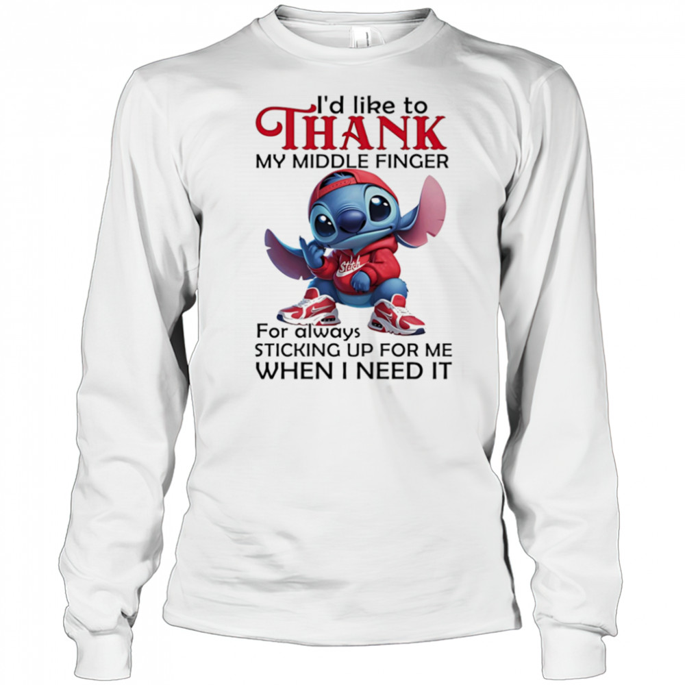 Stitch I’d like to thank my middle finger for always sticking up for me when I need it shirt Long Sleeved
