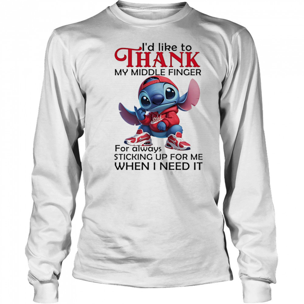 Stitch I’d like to thank my middle finger for always sticking up for me when I need it shirt Long Sleeved