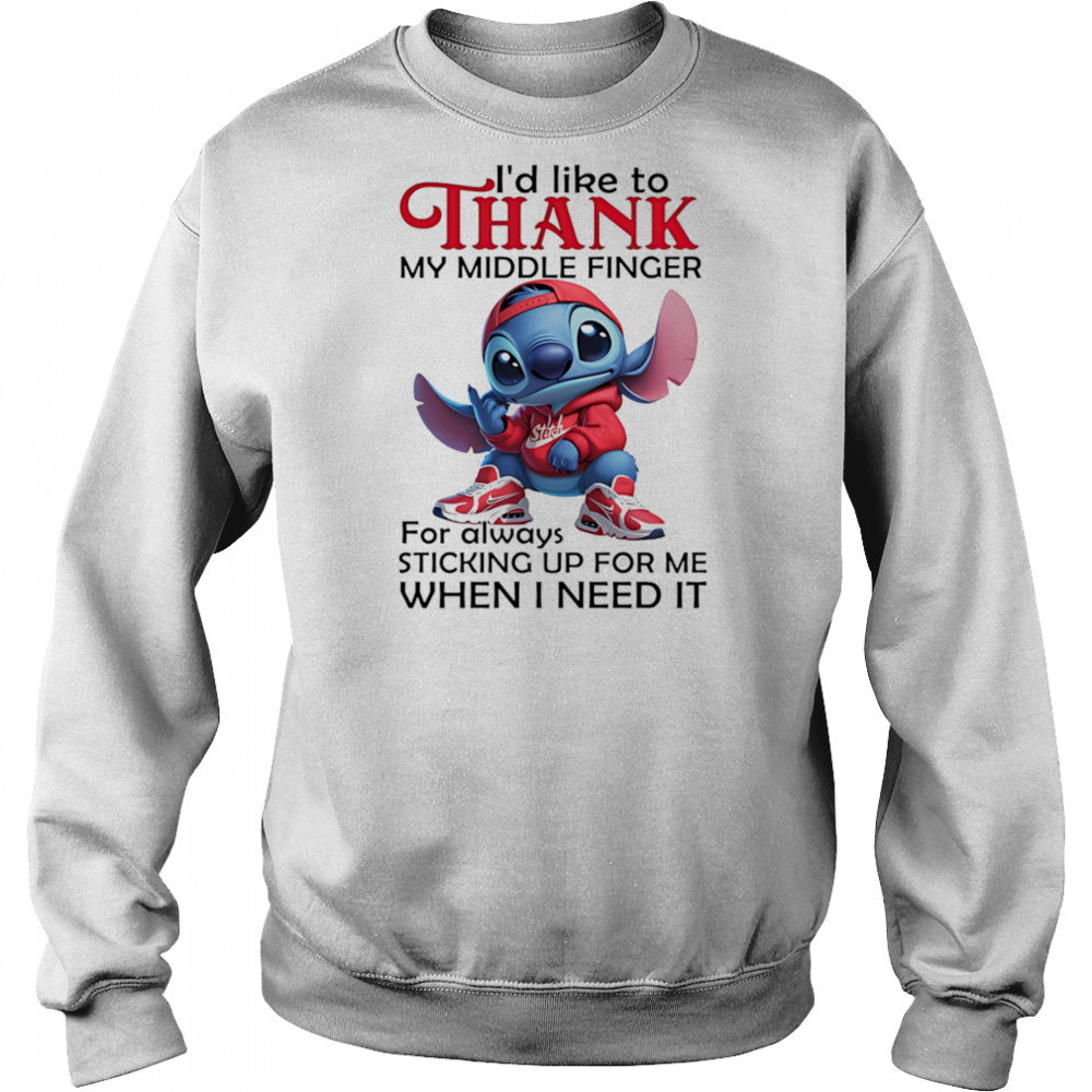 Stitch I’d like to thank my middle finger for always sticking up for me when I need it shirt Hoodie