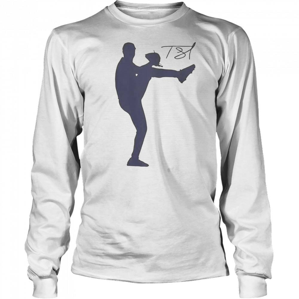Tarik Skubal Silhouette Player Baseball Signature T-Shirt Long Sleeved
