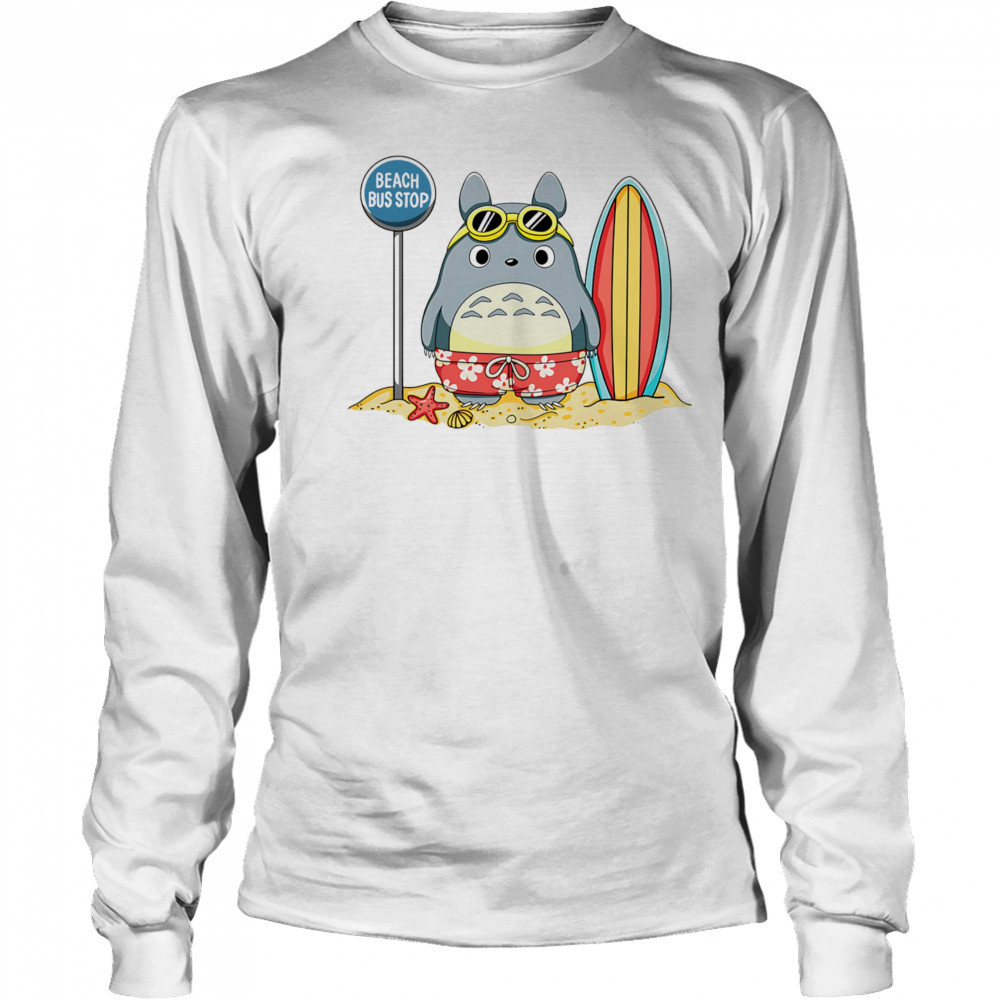 Totoro beach bus stop shirt Long Sleeved