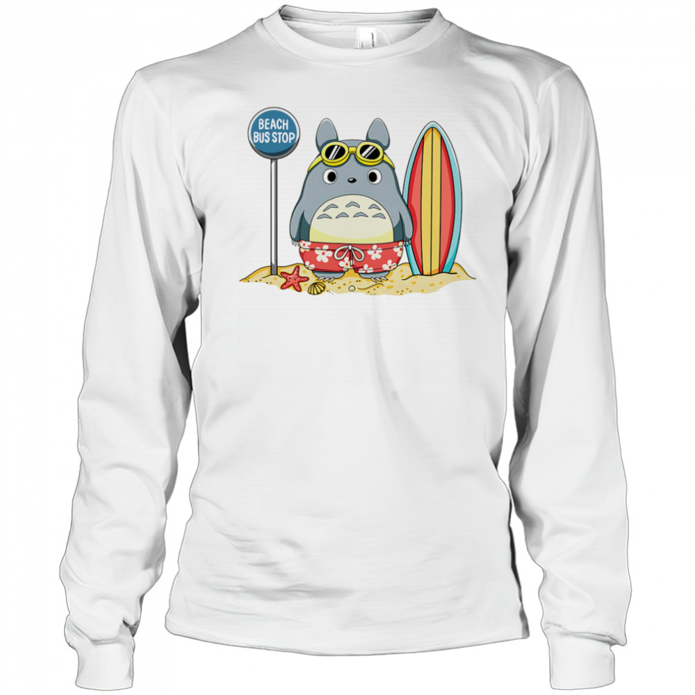 Totoro beach bus stop shirt Long Sleeved