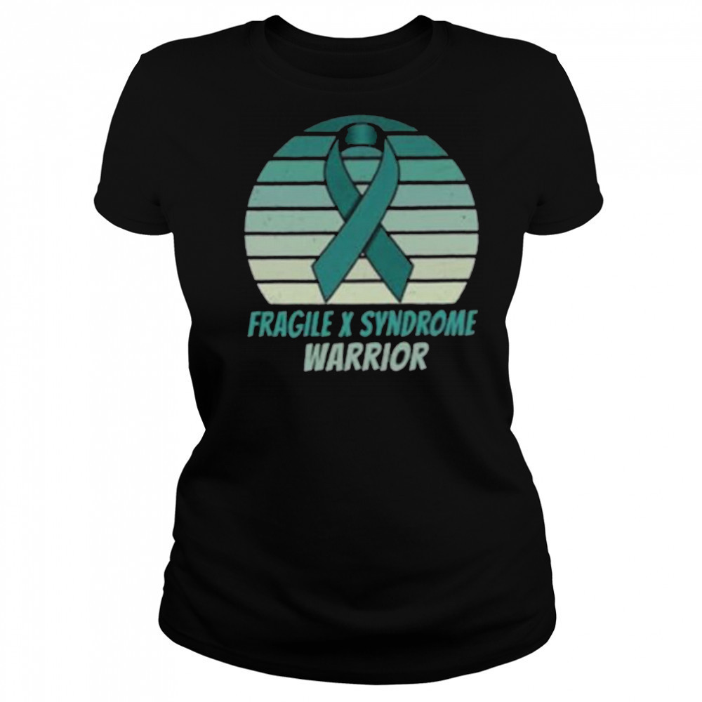 Vintage Fragile X Syndrome Warrior Teal Ribbon Fighter Pullover Shirt Women's T-shirt
