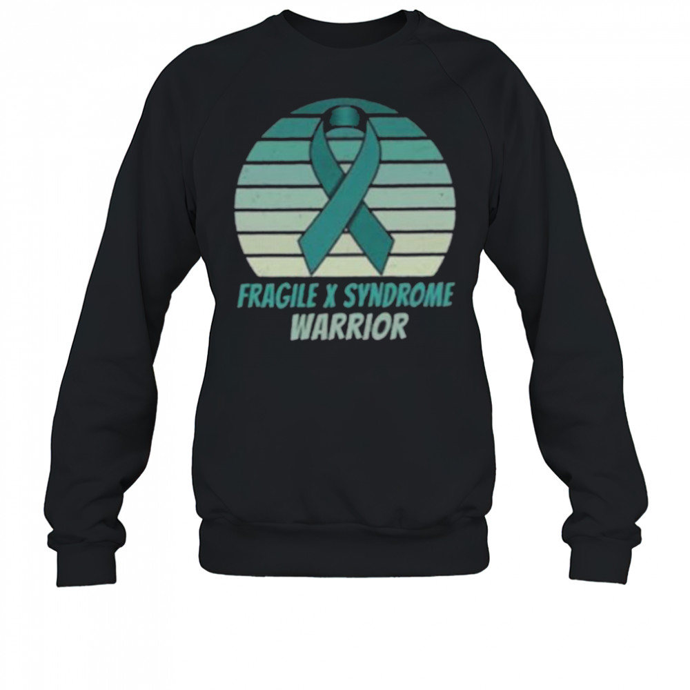 Vintage Fragile X Syndrome Warrior Teal Ribbon Fighter Pullover Shirt Sweatshirt