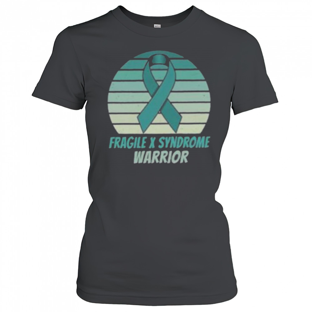 Vintage Fragile X Syndrome Warrior Teal Ribbon Fighter Pullover Shirt Women's T-shirt