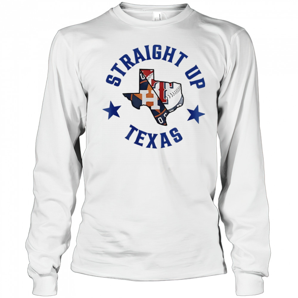 Straight up Texas Rangers and Houston Astros logo shirt Long Sleeved