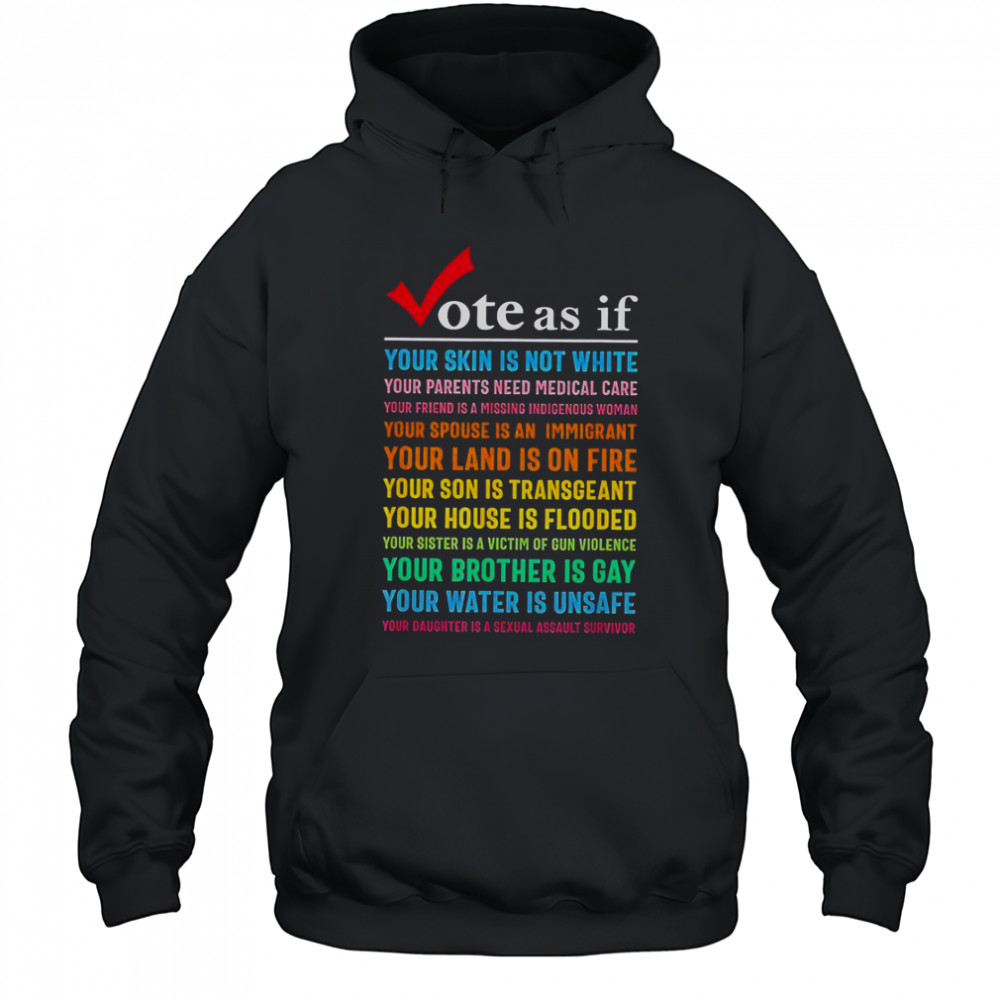 Vote As If Your Skin Is Not White Your Parents Need Medical Care T-Shirt Hoodie