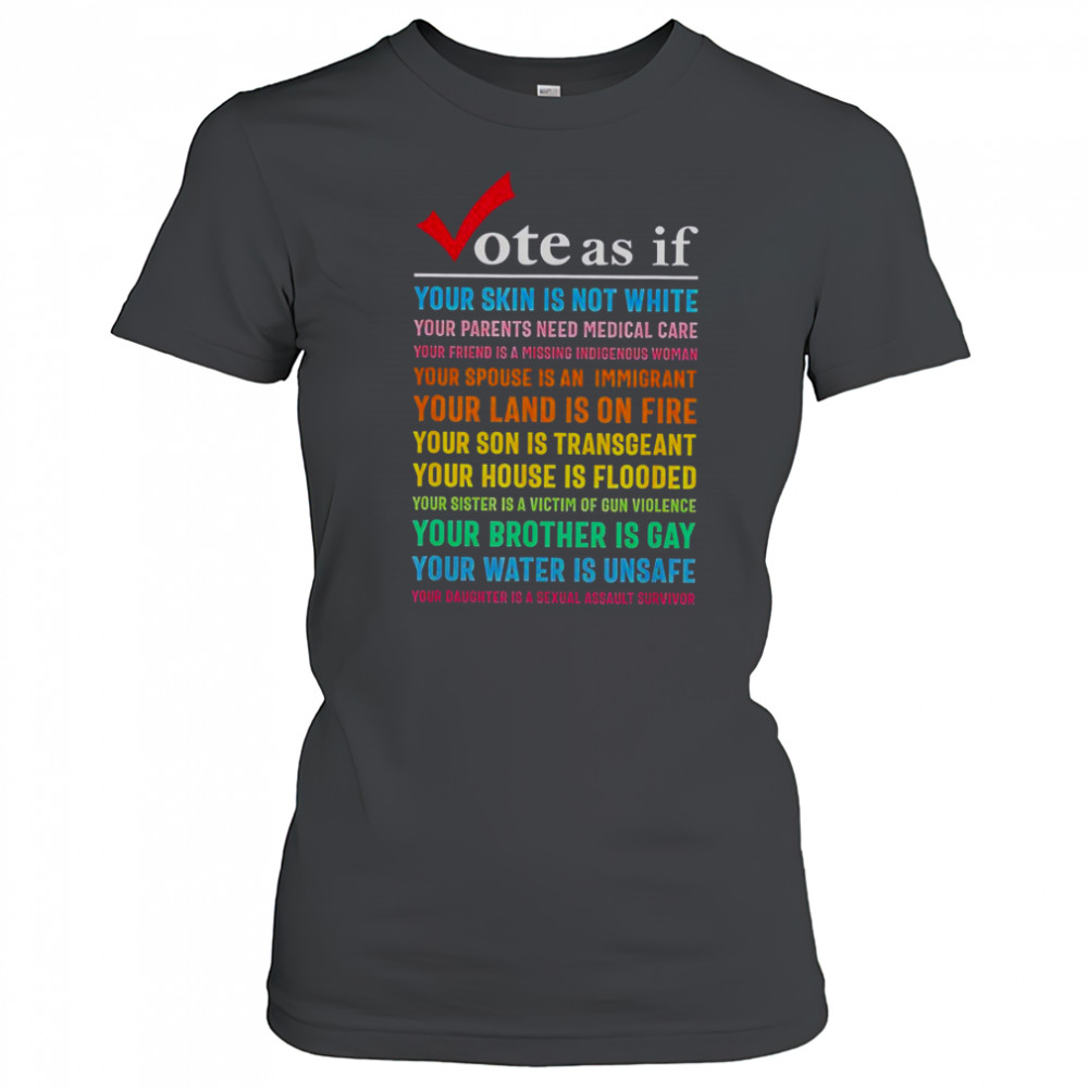Vote As If Your Skin Is Not White Your Parents Need Medical Care T-Shirt Women's T-shirt