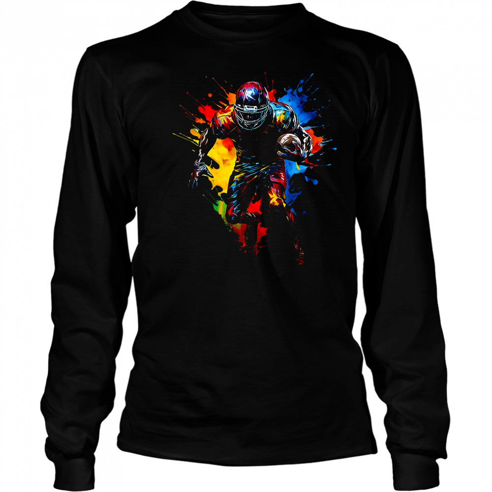 American Football Player Art Tee – Vintage Sports Fan Shirt Long Sleeved