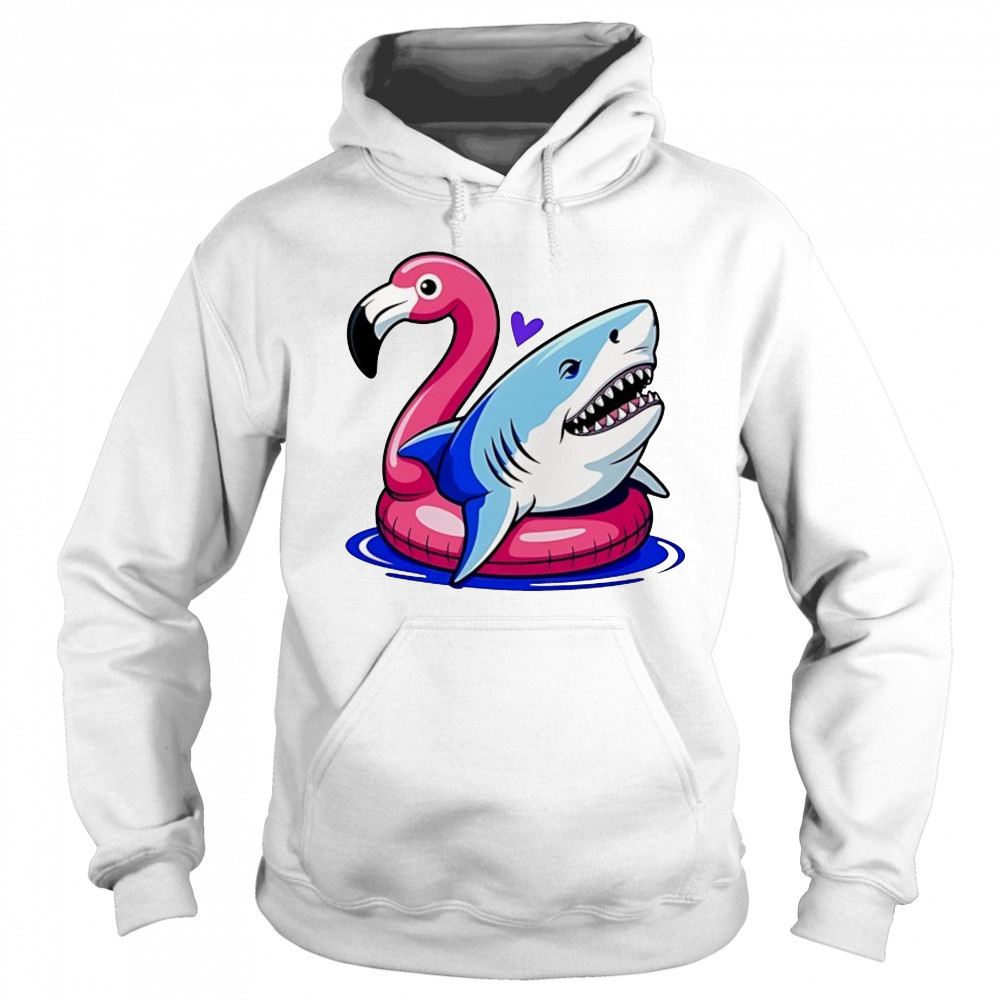 Great White Shark in Pink Flamingo Pool float shirt Sweatshirt