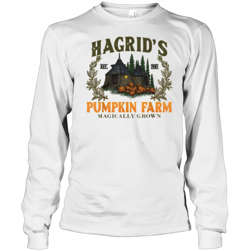 Hagrids Pumpkins Farm Grown Halloween Witch Spooky Season T Shirt Long Sleeved