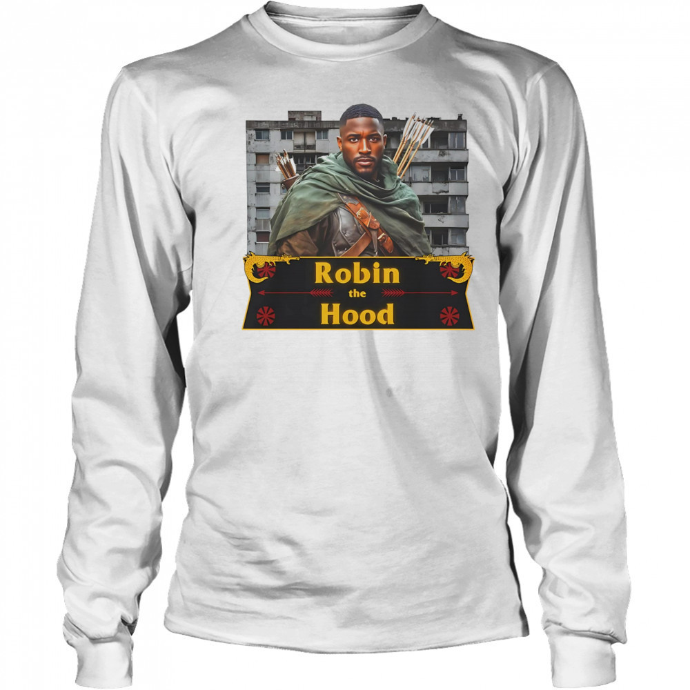 Robin the Hood black retro shirt Long Sleeved