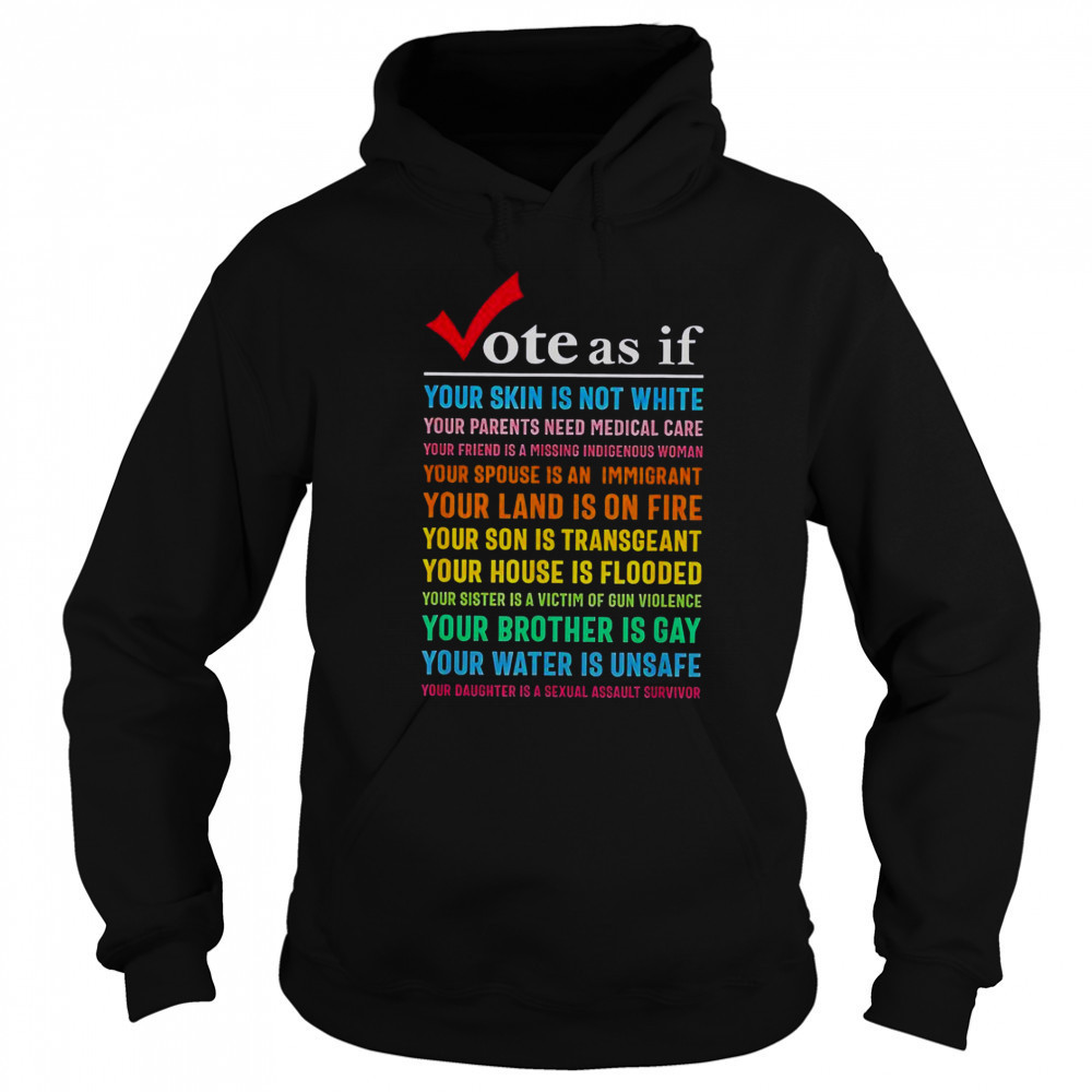 Vote As If Your Skin Is Not White Your Parents Need Medical Care T-Shirt Sweatshirt