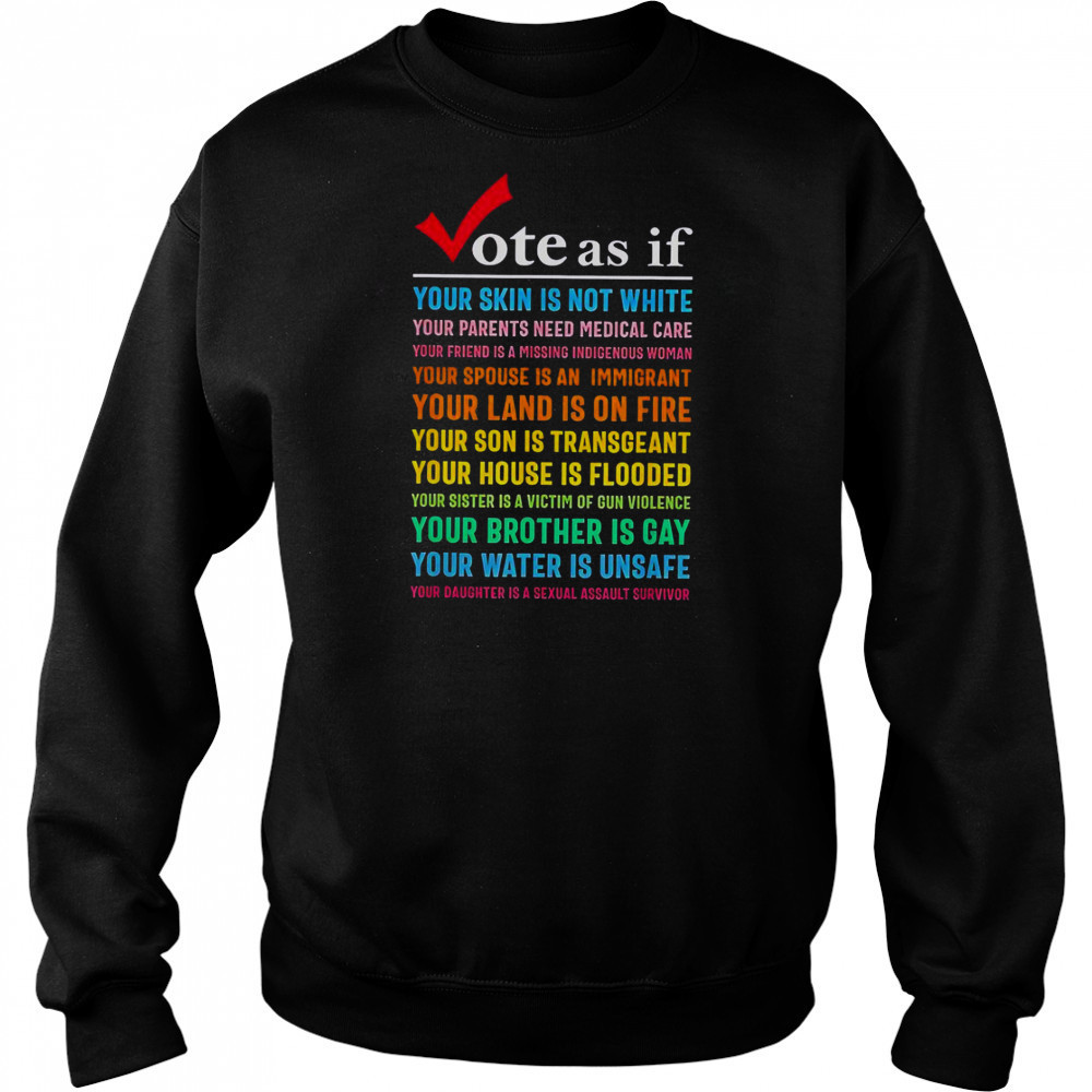 Vote As If Your Skin Is Not White Your Parents Need Medical Care T-Shirt Hoodie