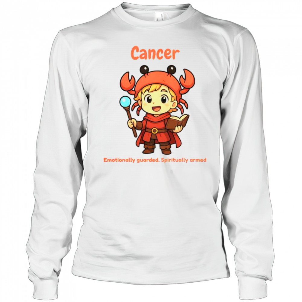 Cancer The Wizard Emotionally Guarded Spiritually Armed T-Shirt Long Sleeved
