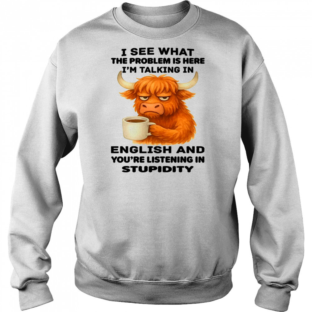 Cow I see what the problem is here I’m talking in english and you’re listening in stupidity shirt Hoodie
