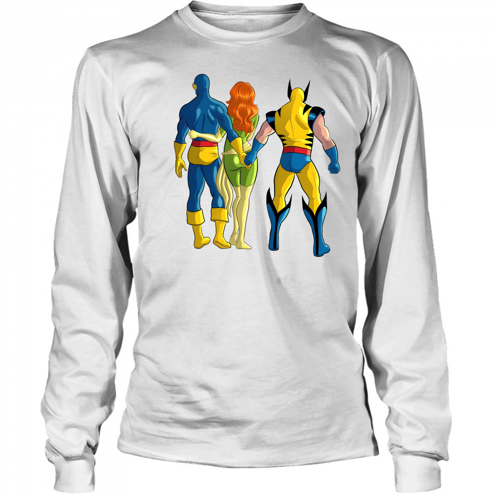 Cyclops and Wolverine cheating behind Jean Grey shirt Long Sleeved