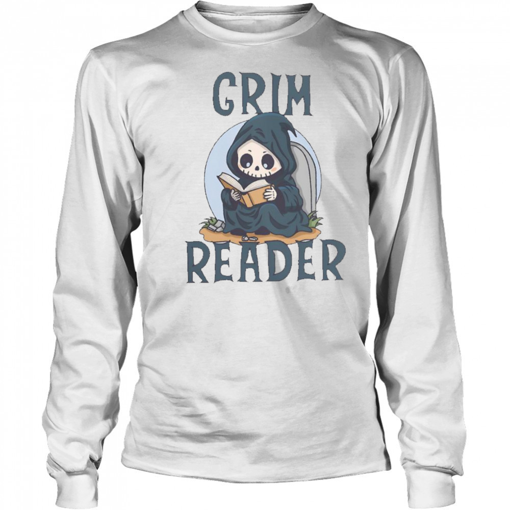 Grim Reader Reading Book T-Shirt Long Sleeved