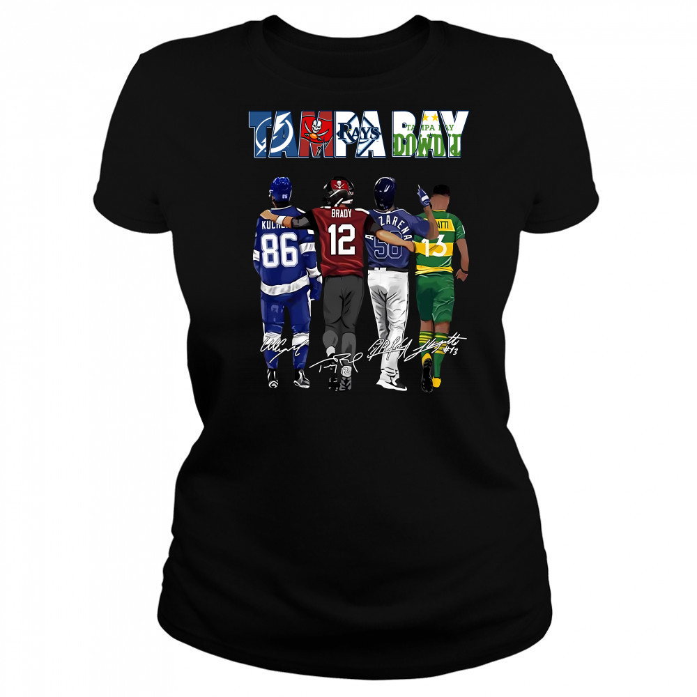 Hot 2023 Tampa Bay Rays Tampa Bay Buccaneers Tampa Bay Lightning Tampa Bay Rowdies Signatures Shirt Women's T-shirt