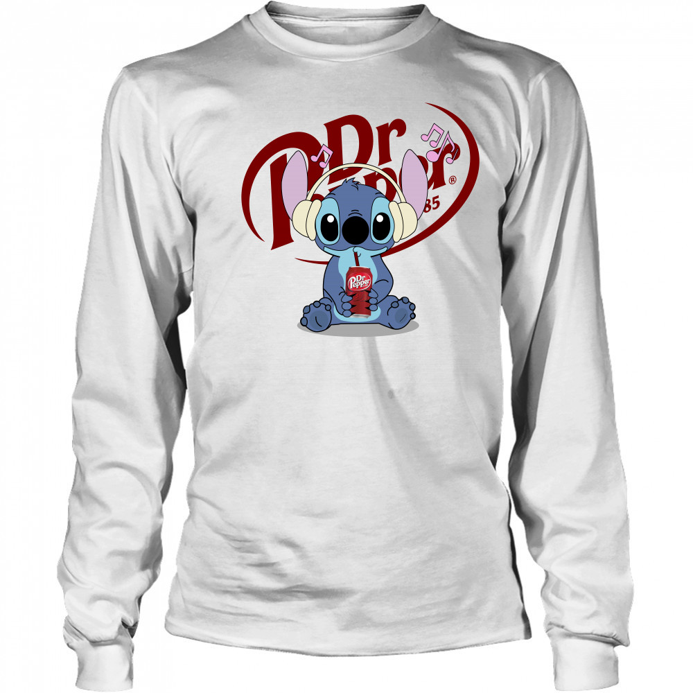 Stitch listen music drink Dr Pepper shirt Long Sleeved