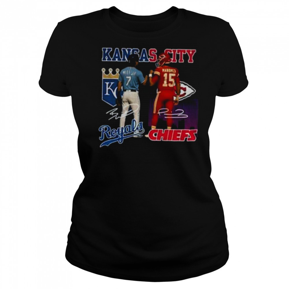 Bobby Witt Jr. Kansas City Royals x Patrick Mahomes Kansas City Chiefs signature sports shirt Women's T-shirt