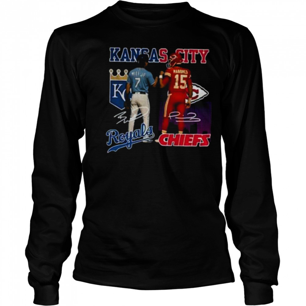 Bobby Witt Jr. Kansas City Royals x Patrick Mahomes Kansas City Chiefs signature sports shirt Long Sleeved