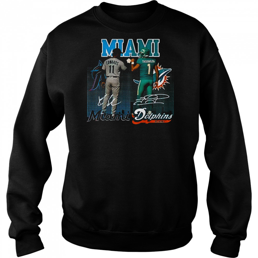 Bryan De La Cruz Miami Marlins x Tua Tagovailoa Miami Dolphins signature sports shirt Hoodie