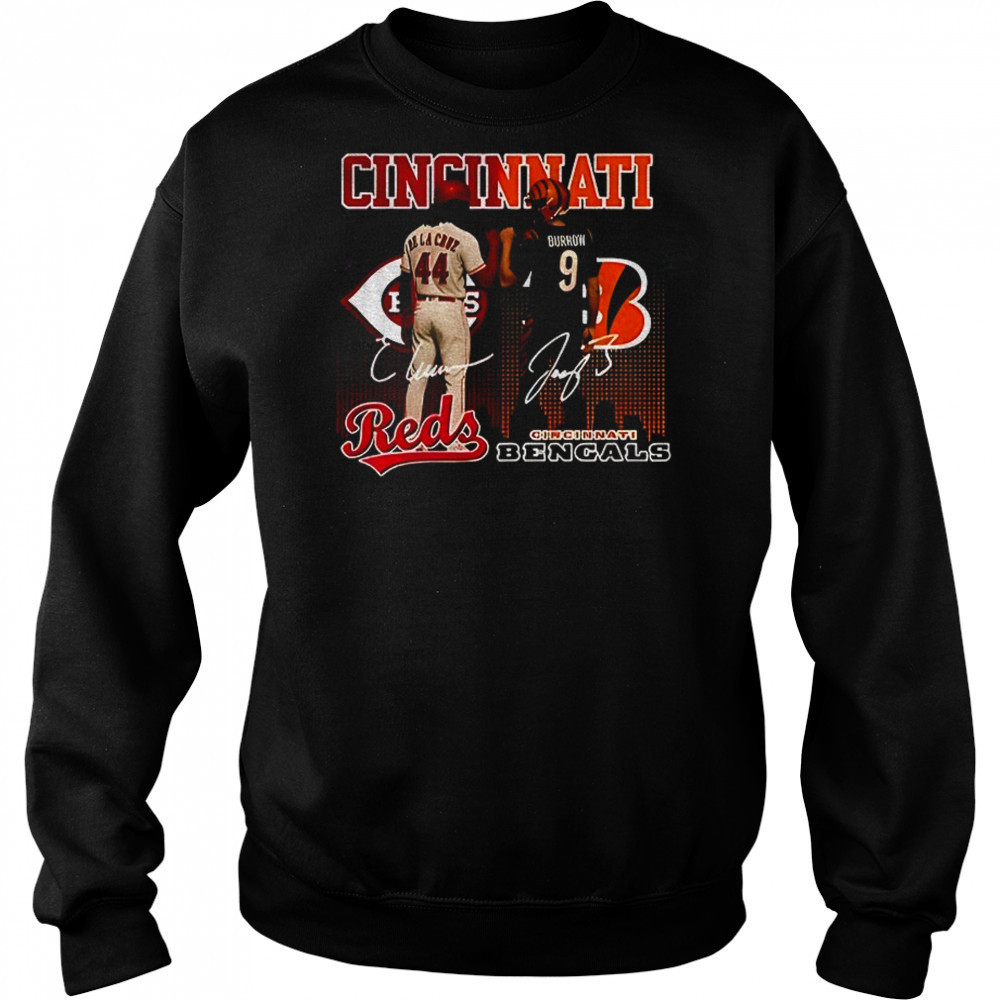Elly De La Cruz Cincinnati Reds Joe Burrow Cincinnati Bengals signature sports shirt Hoodie