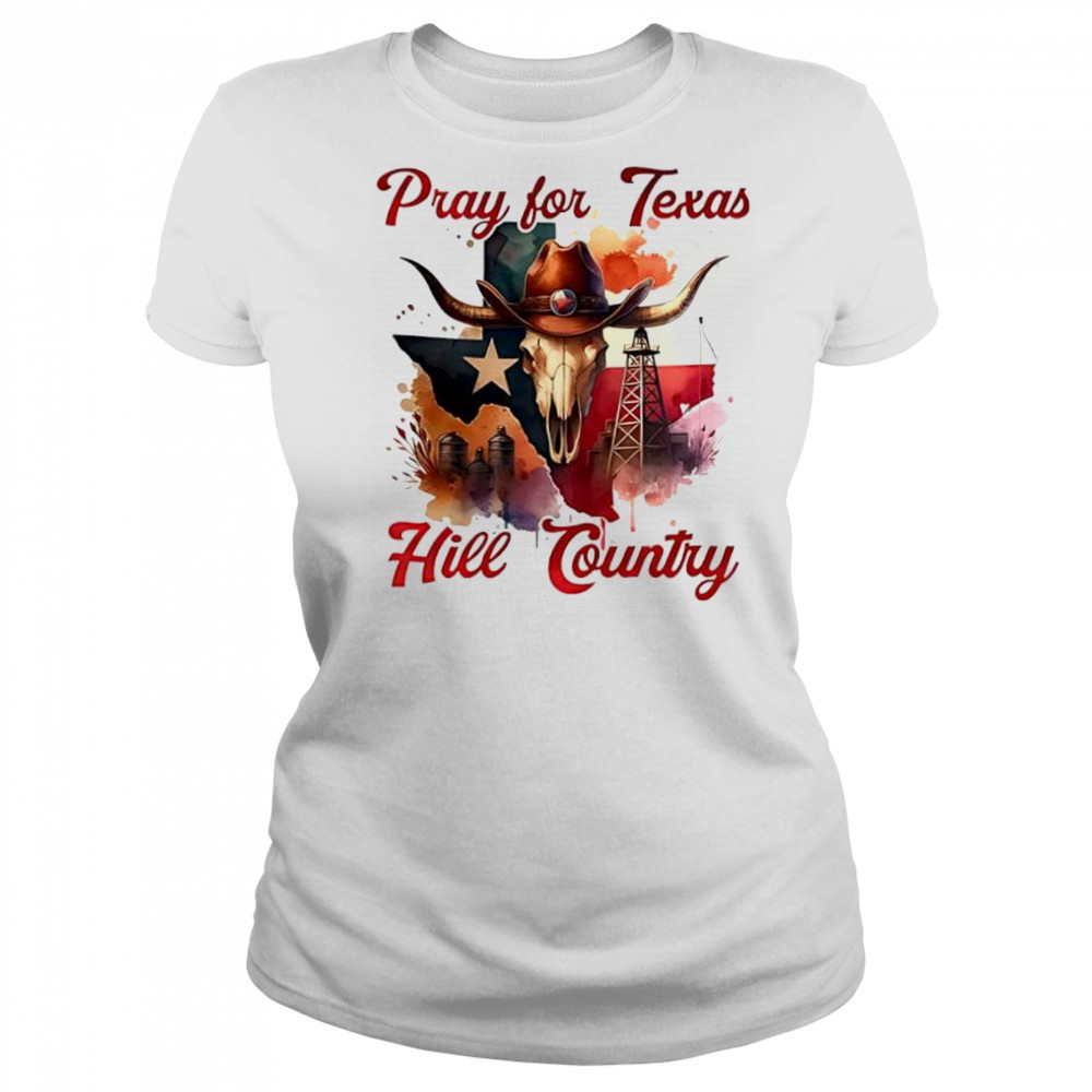 Pray for Texas hill country western skull shirt Women's T-shirt
