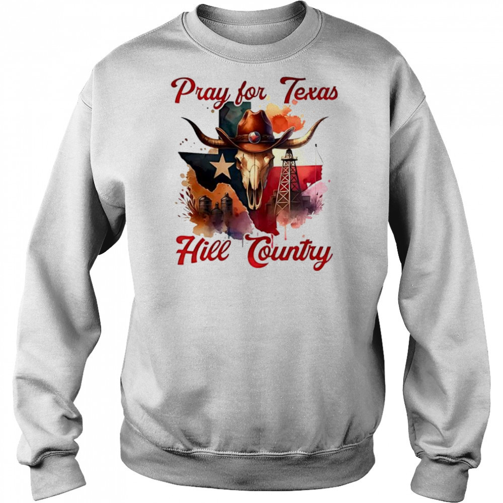 Pray for Texas hill country western skull shirt Hoodie