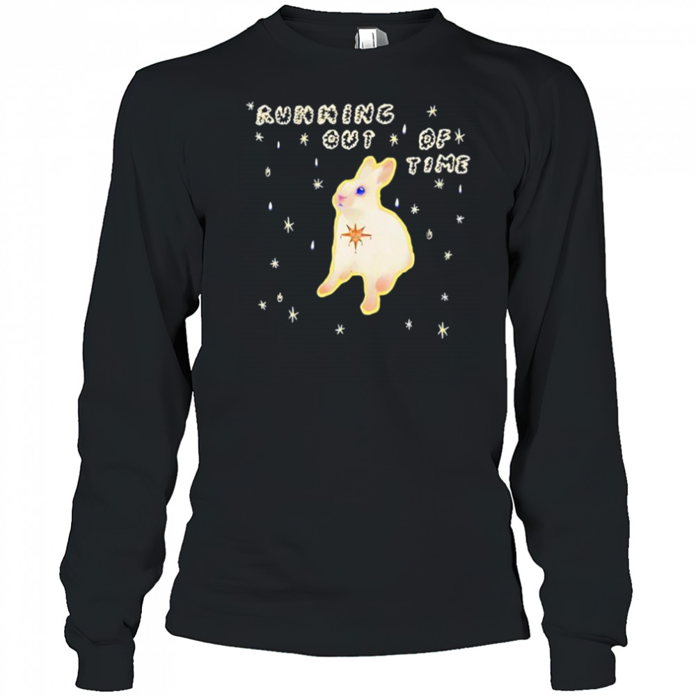 Rabbit running out of time shirt Long Sleeved
