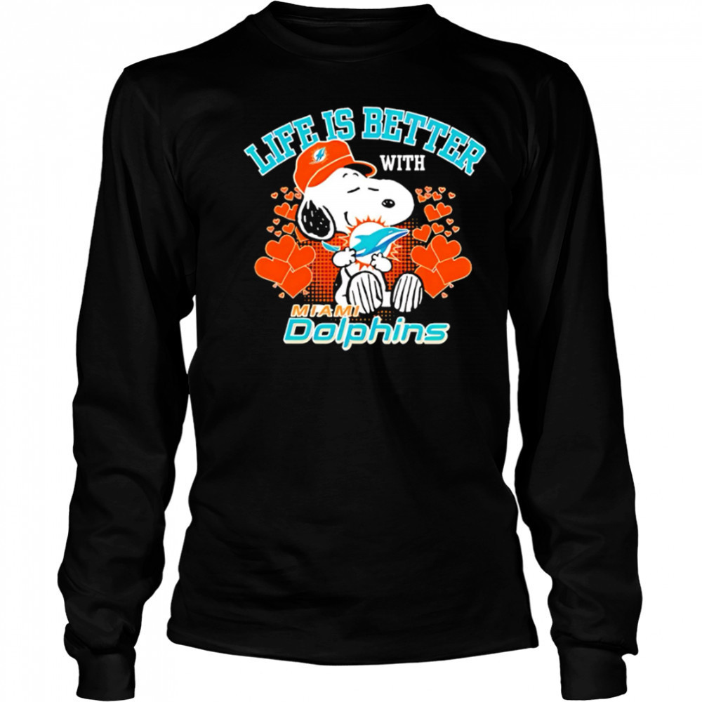 Snoopy Life Is Better With Miami Dolphins shirt Long Sleeved