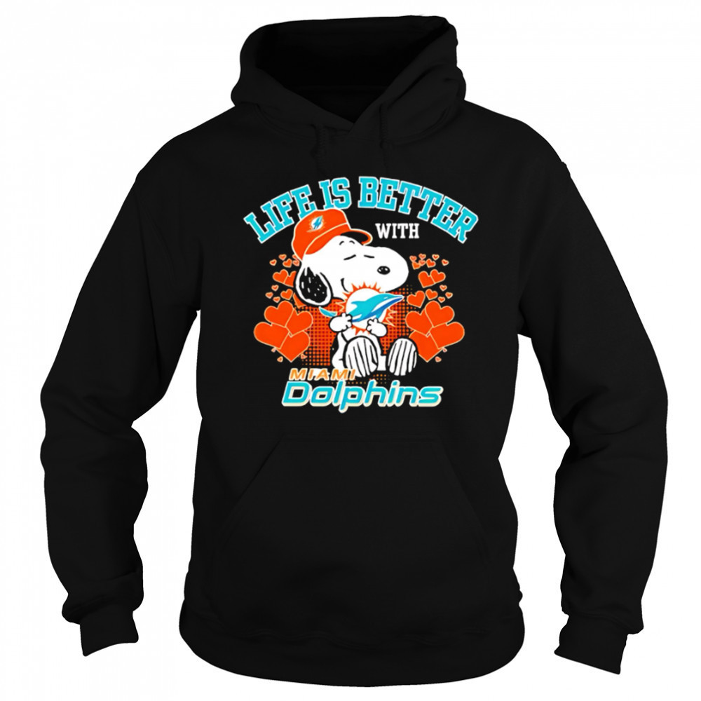 Snoopy Life Is Better With Miami Dolphins shirt Sweatshirt
