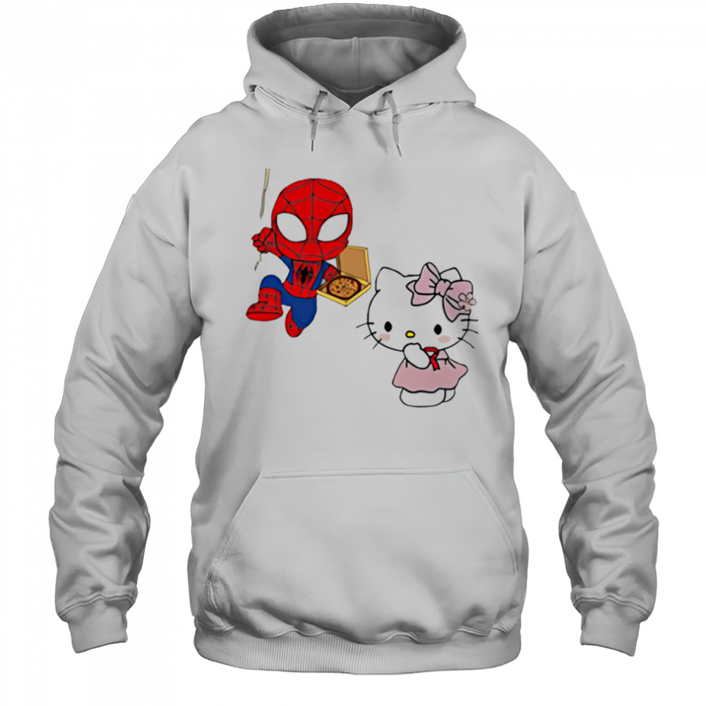 Spider Man Deliver Hello Kitty Pizza shirt Hoodie