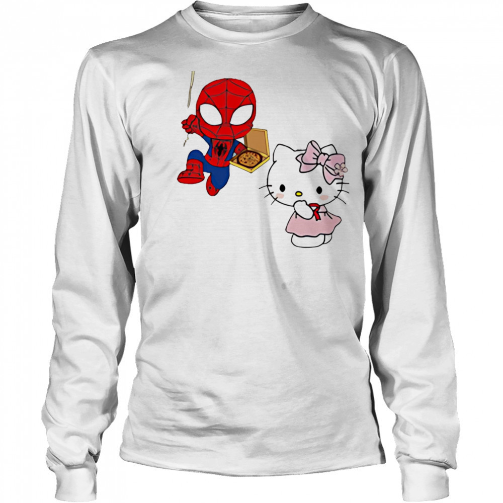 Spider Man Deliver Hello Kitty Pizza shirt Long Sleeved