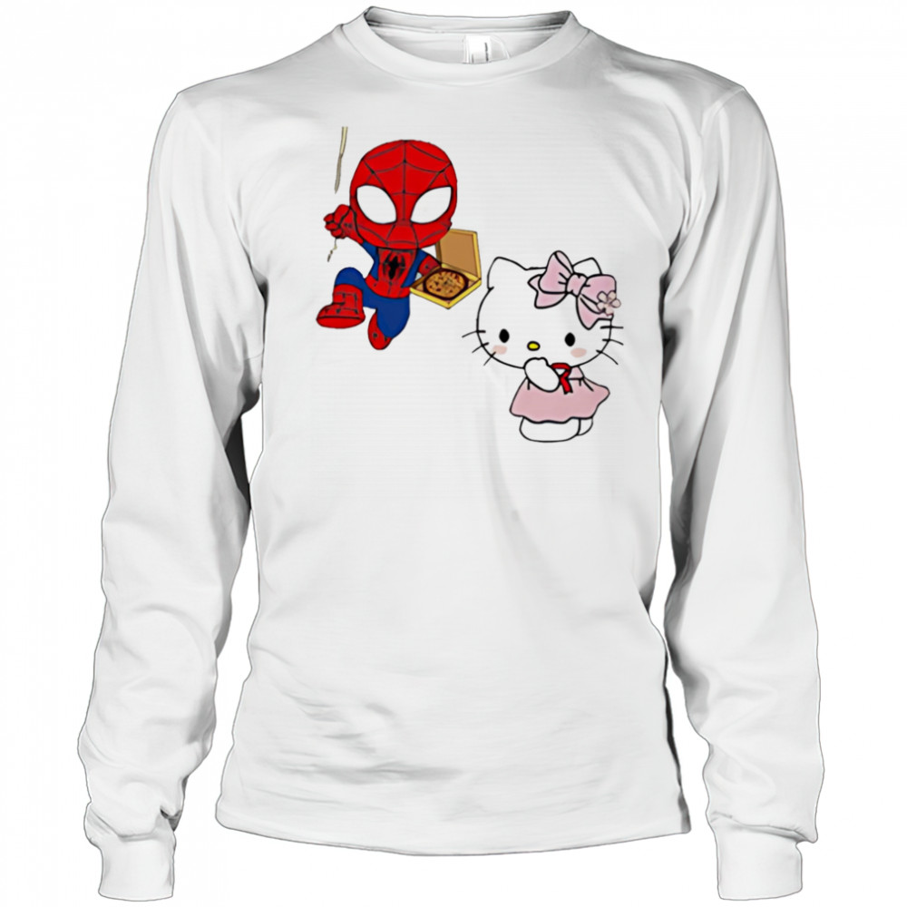 Spider Man Deliver Hello Kitty Pizza shirt Long Sleeved