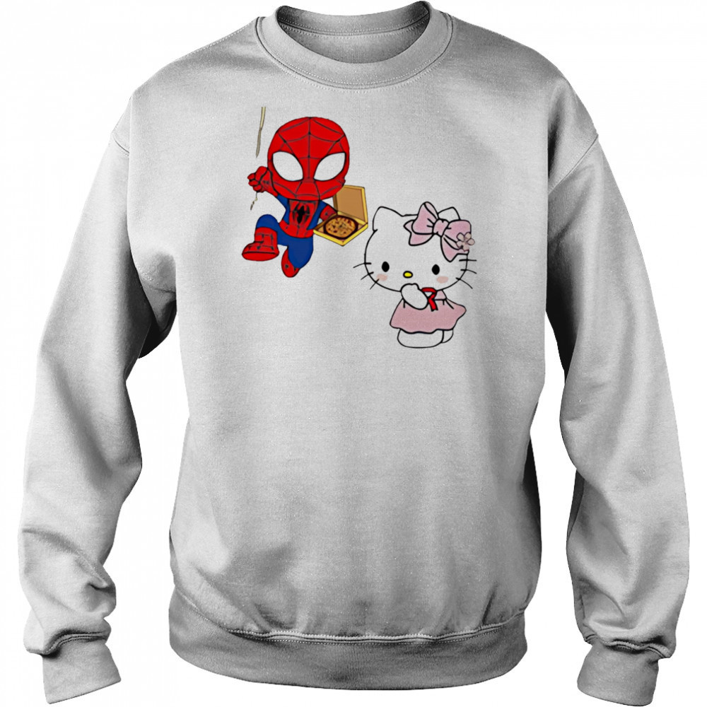 Spider Man Deliver Hello Kitty Pizza shirt Hoodie